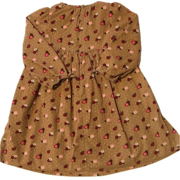 Baby Gap Girls Corduroy Dress Brown Flowers White Polka Dots Size 4Y or 4T - Picture 2 of 15